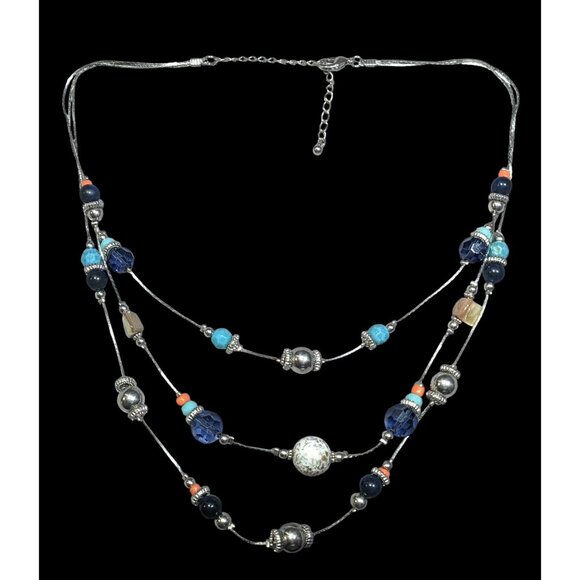 Southwestern Multilayer Beaded Station Necklace - Picture 1 of 5